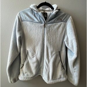 Super soft, light blue North Face jacket w/ hood